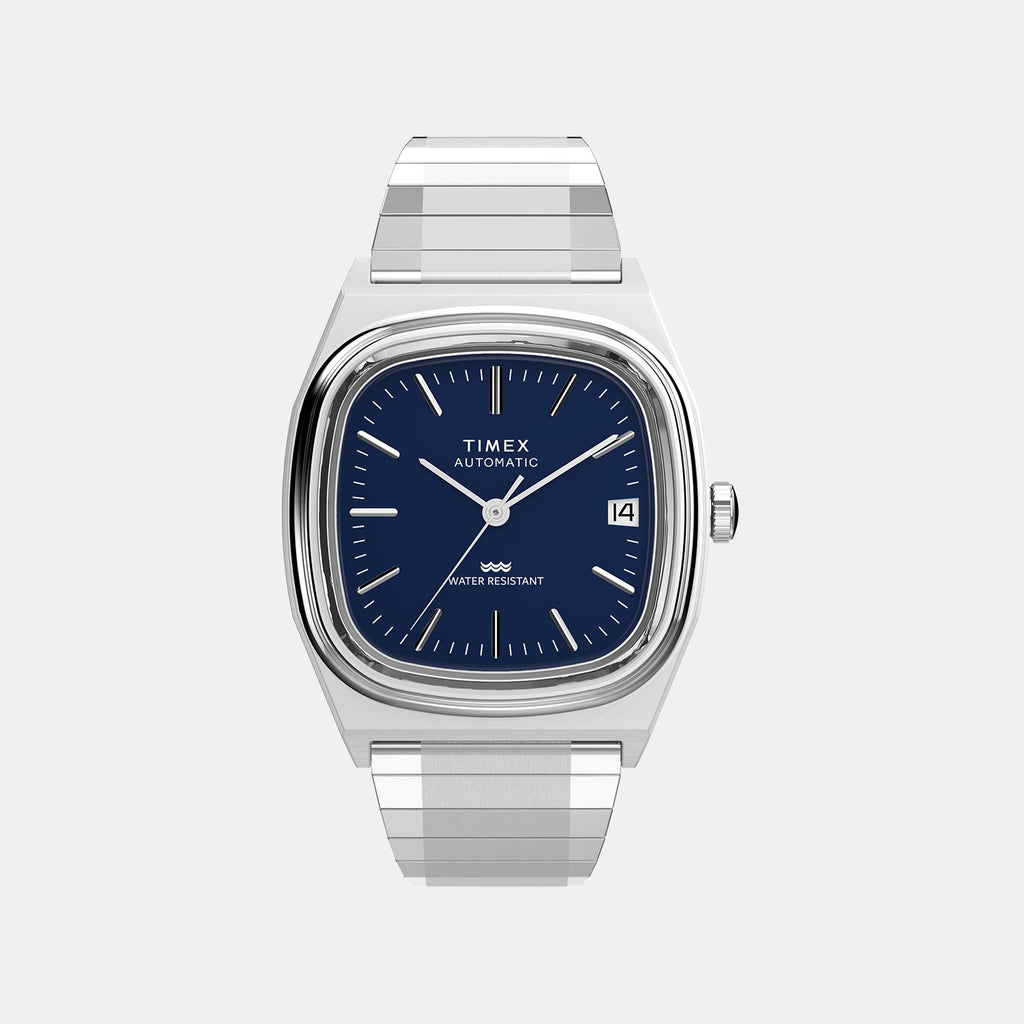 Q Timex Unisex Automatic Blue Dial Analog Stainless Steel Watch TW2Y07400UJ