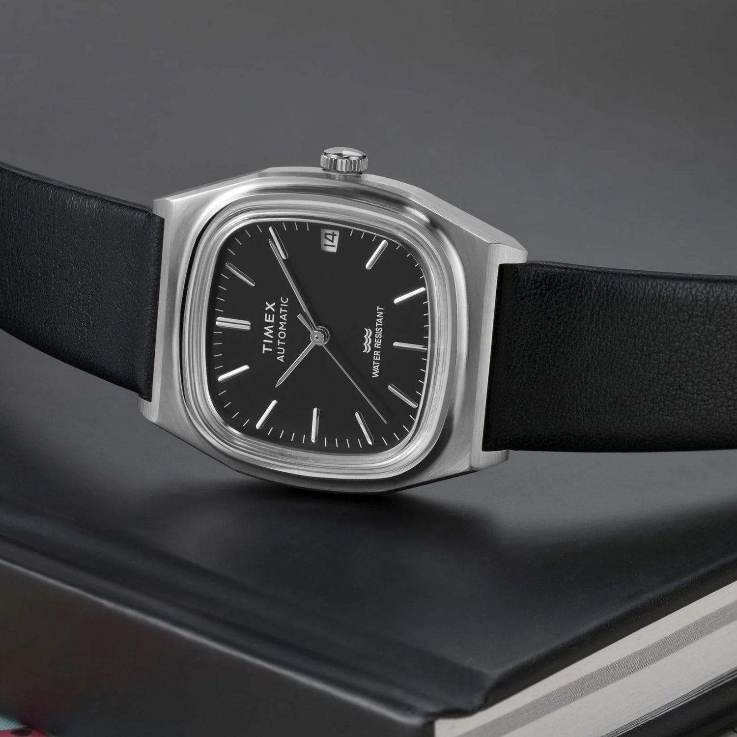 Q Timex Women Automatic Black Dial Analog Leather Watch TW2Y07500UJ