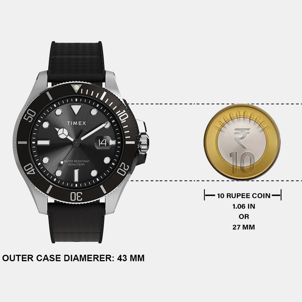 Men Quartz Black Dial Analog Rubber Watch TW2Y09200UJ
