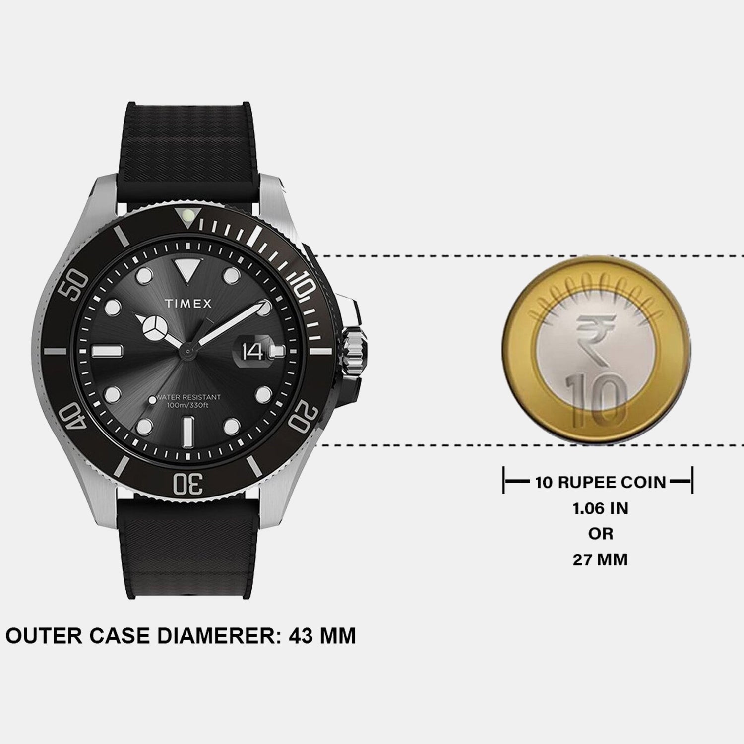 Men Quartz Black Dial Analog Rubber Watch TW2Y09200UJ
