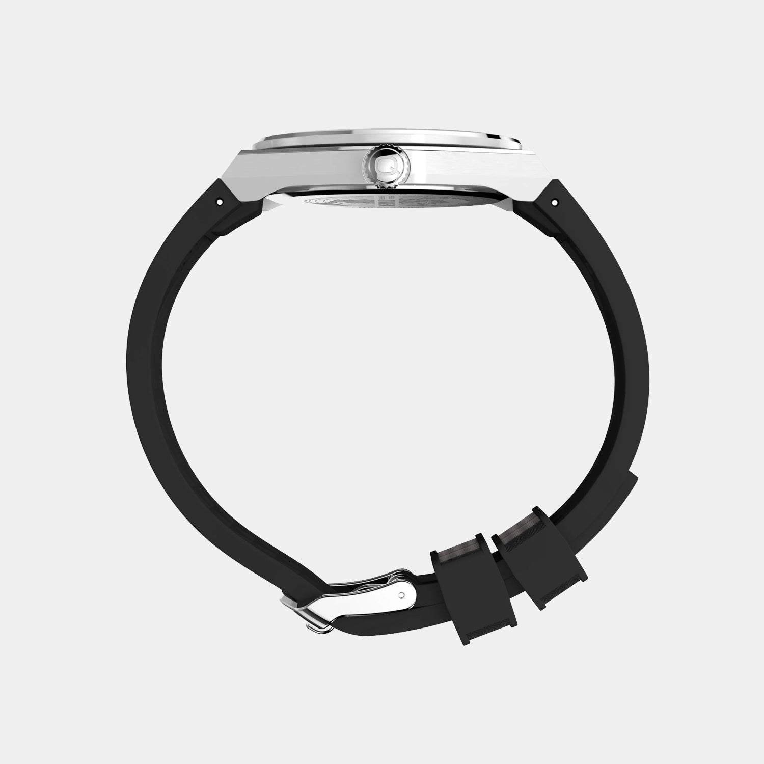 Q Timex Men Quartz Silver Dial Analog Rubber Watch TW2Y12200UJ