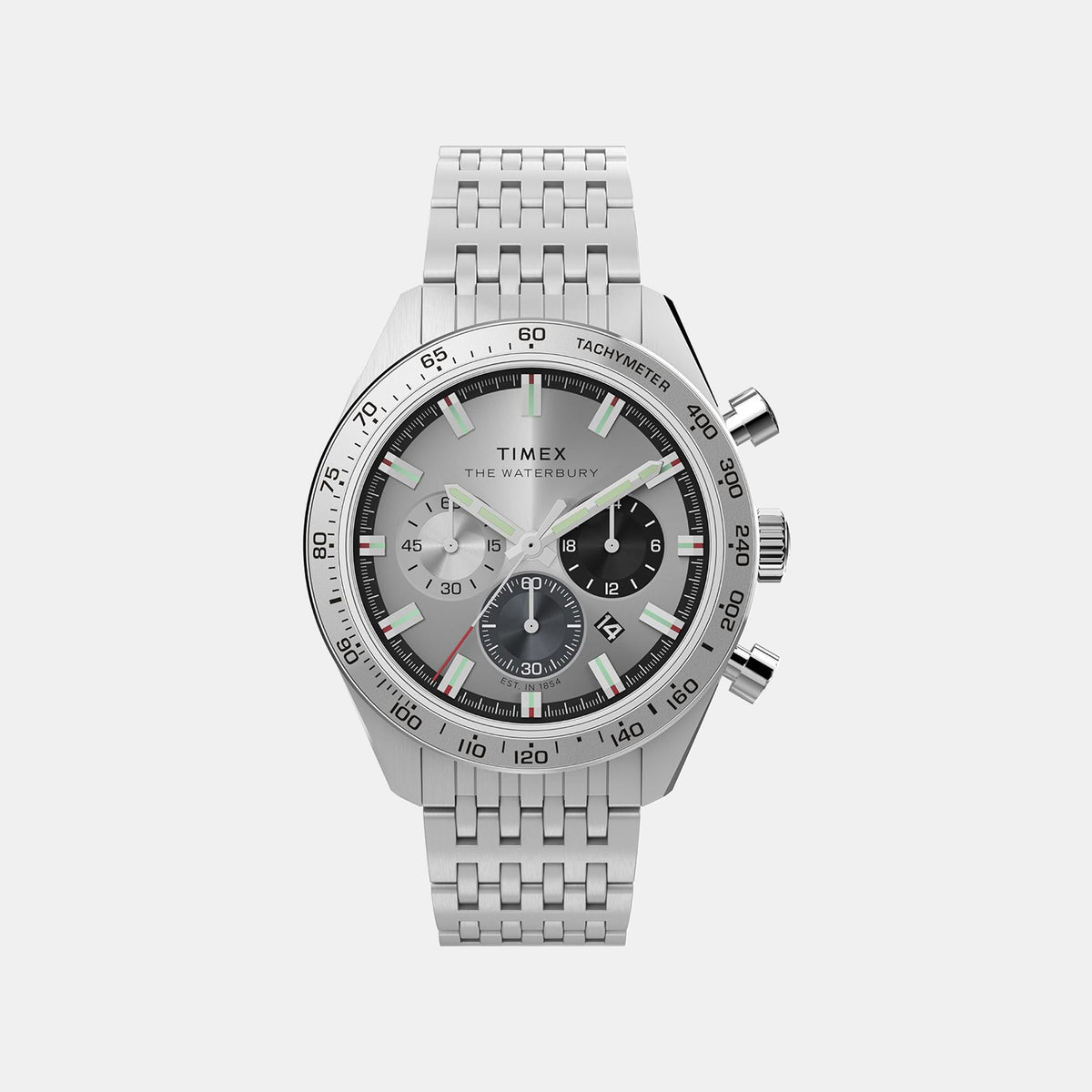 Waterbury Men Quartz Silver Dial Chronograph Stainless Steel Watch TW2Y18700UJ