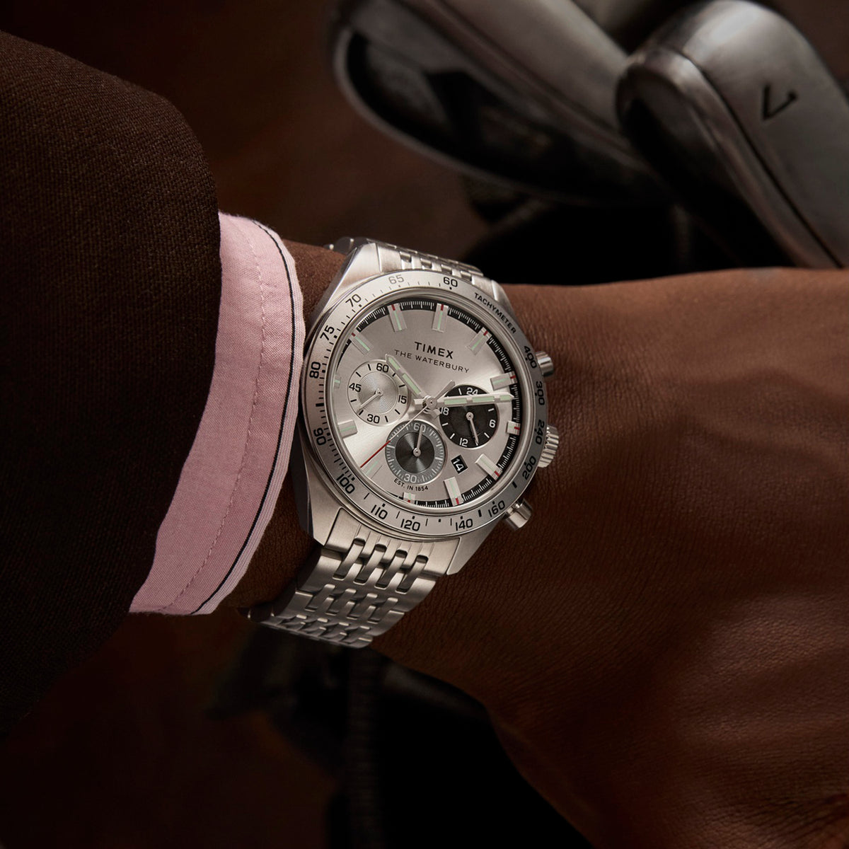 Waterbury Men Quartz Silver Dial Chronograph Stainless Steel Watch TW2Y18700UJ