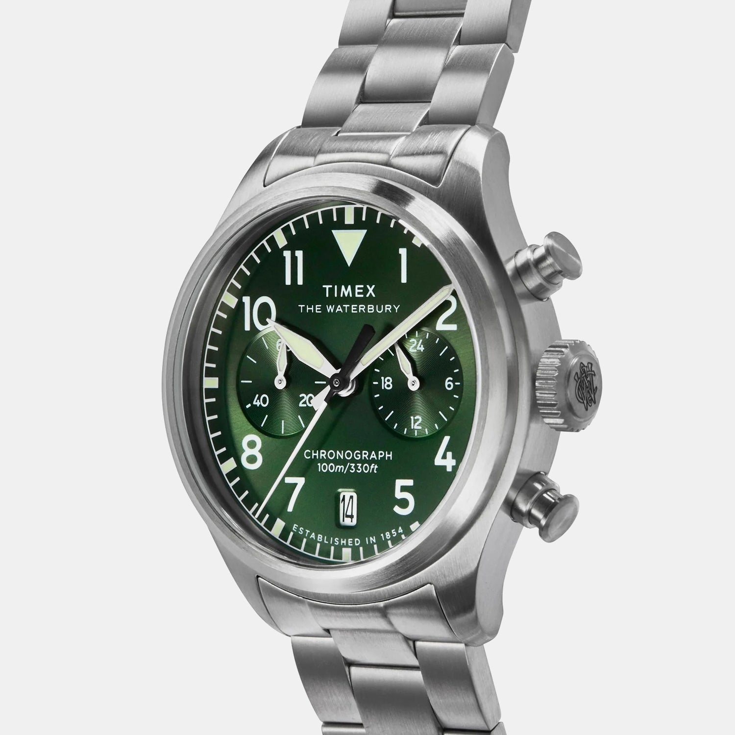 Men Quartz Green Dial Chronograph Steel Watch TW2Y19100IK