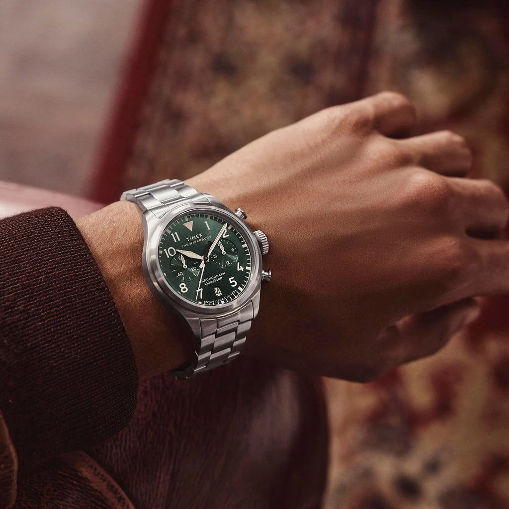 Men Quartz Green Dial Chronograph Steel Watch TW2Y19100IK