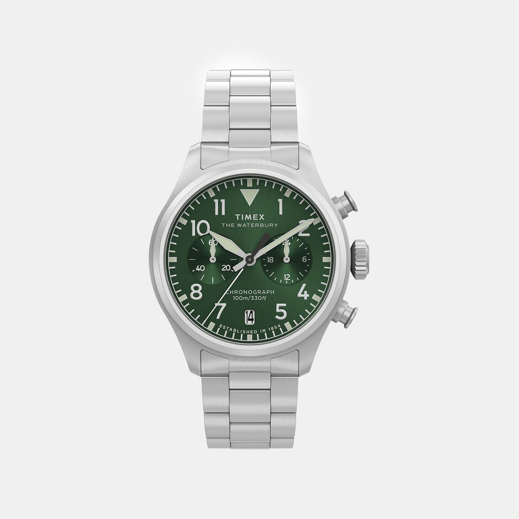 Men Quartz Green Dial Chronograph Steel Watch TW2Y19100IK