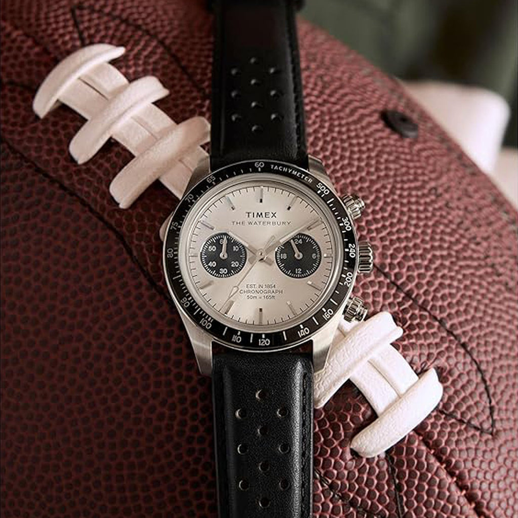 Waterbury Heritage Men Quartz Silver Dial Chronograph Leather Watch TW2Y19300IK