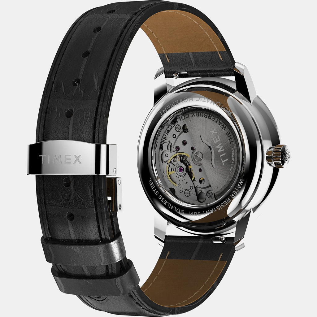 Men Automatic Silver Dial Analog Leather Watch TW2Y22900UJ