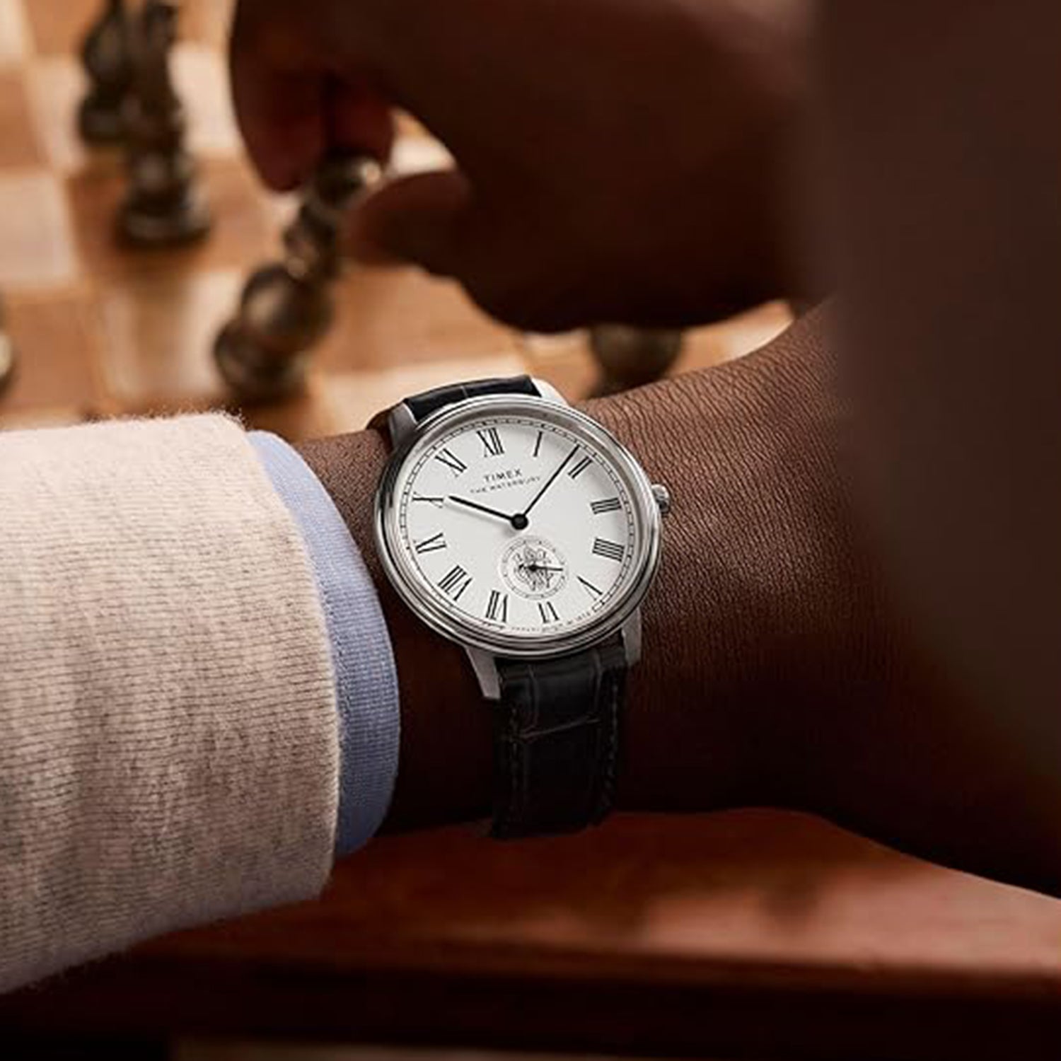 Men Quartz White Dial Analog Leather Watch TW2Y23100UJ