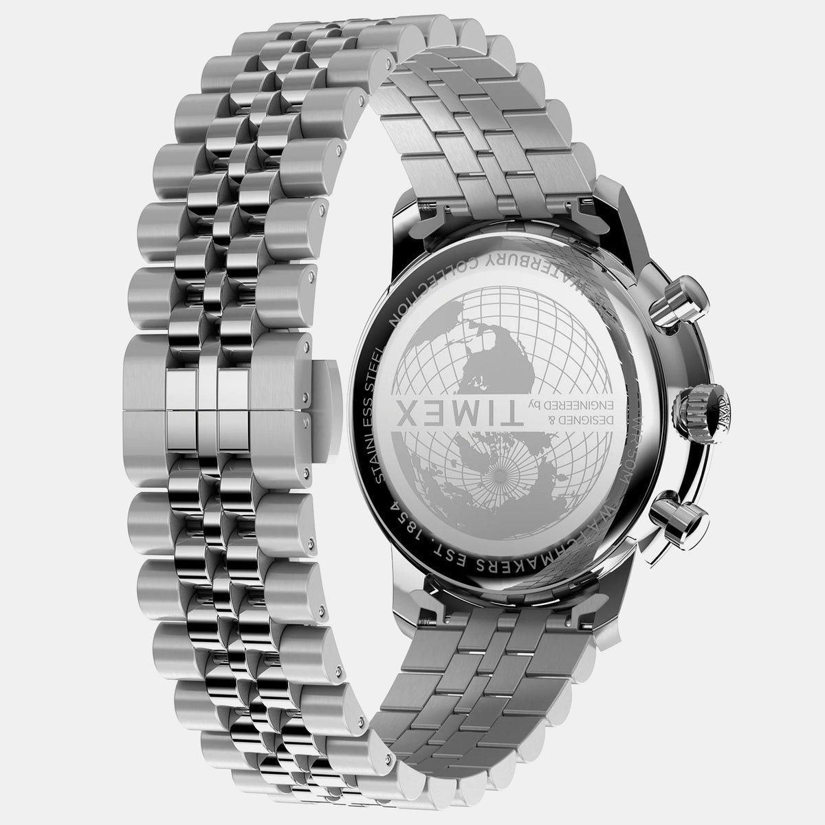 Waterbury Men Quartz Black Dial Chronograph Stainless Steel Watch TW2Y23400UJ