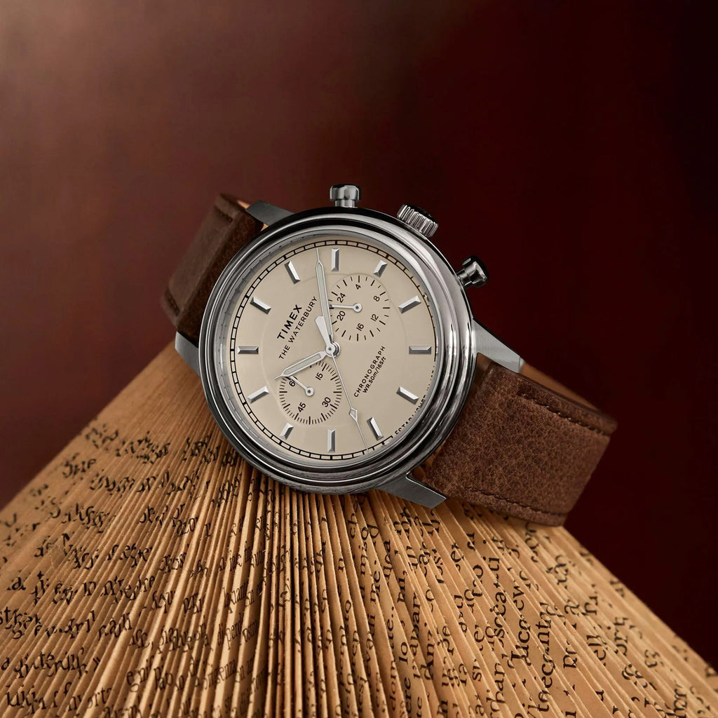 Men Quartz Beige Dial Chronograph Leather Watch TW2Y23500UJ