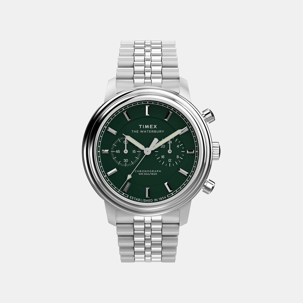 Waterbury Metropolitan Men Quartz Green Dial Chronograph Stainless Steel Watch TW2Y23600UJ