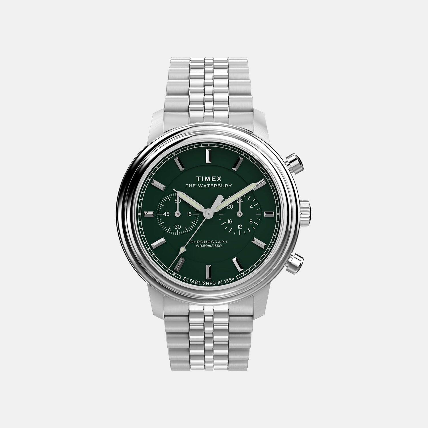 Waterbury Metropolitan Men Quartz Green Dial Chronograph Stainless Steel Watch TW2Y23600UJ