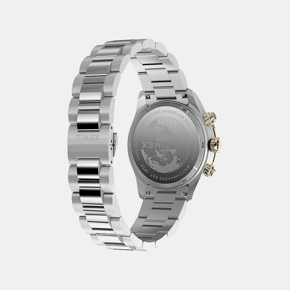 Waterbury Men Quartz Black Dial Chronograph Stainless Steel Watch TW2Y24000IK