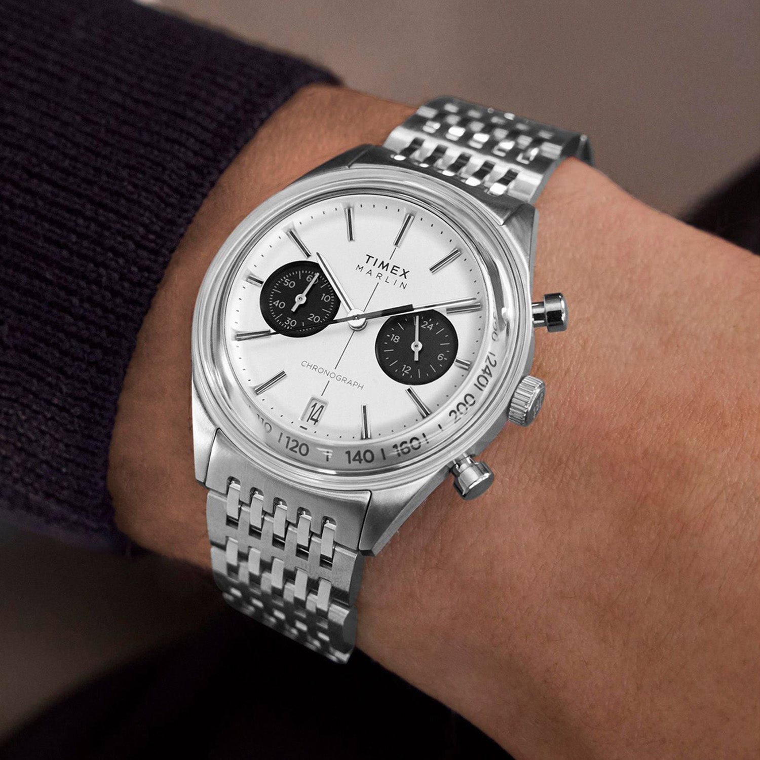 Men Quartz Silver Dial Chronograph Stainless Steel Watch TW2Y24600IK