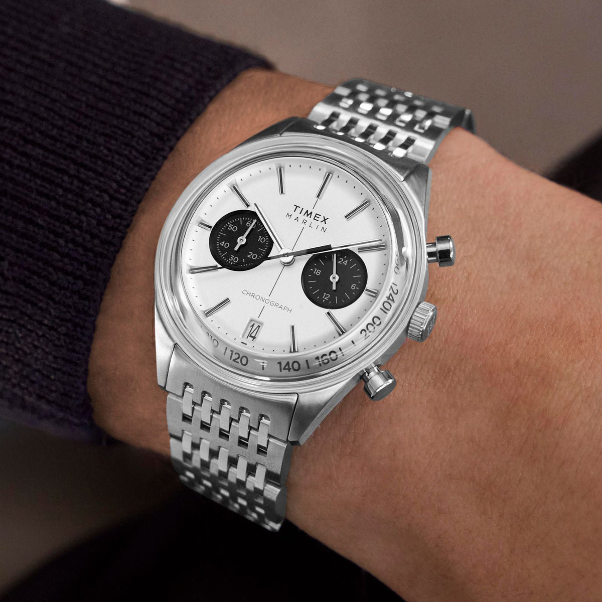 Marlin Men Quartz Silver Dial Chronograph Stainless Steel Watch TW2Y24600UJ