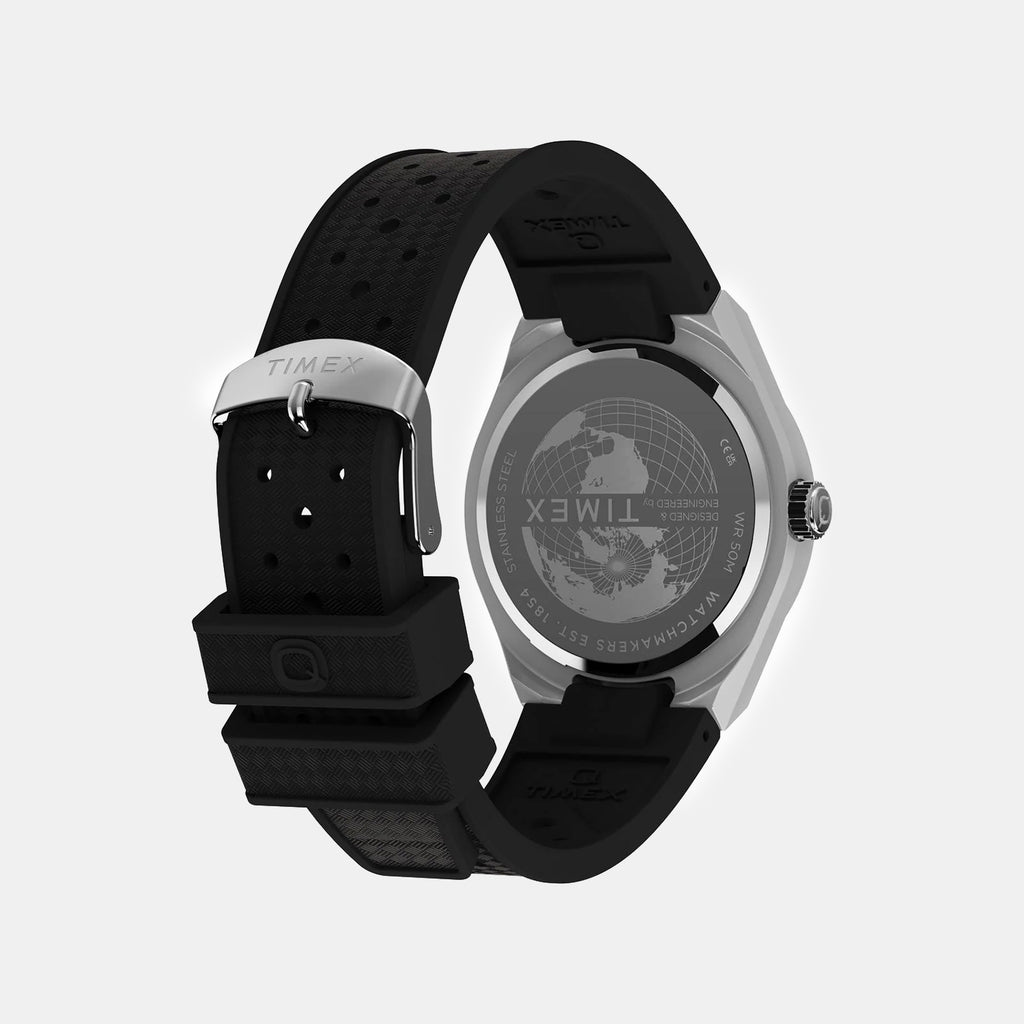 Q Timex Men Quartz Black Dial Analog Rubber Watch TW2Y24900UJ