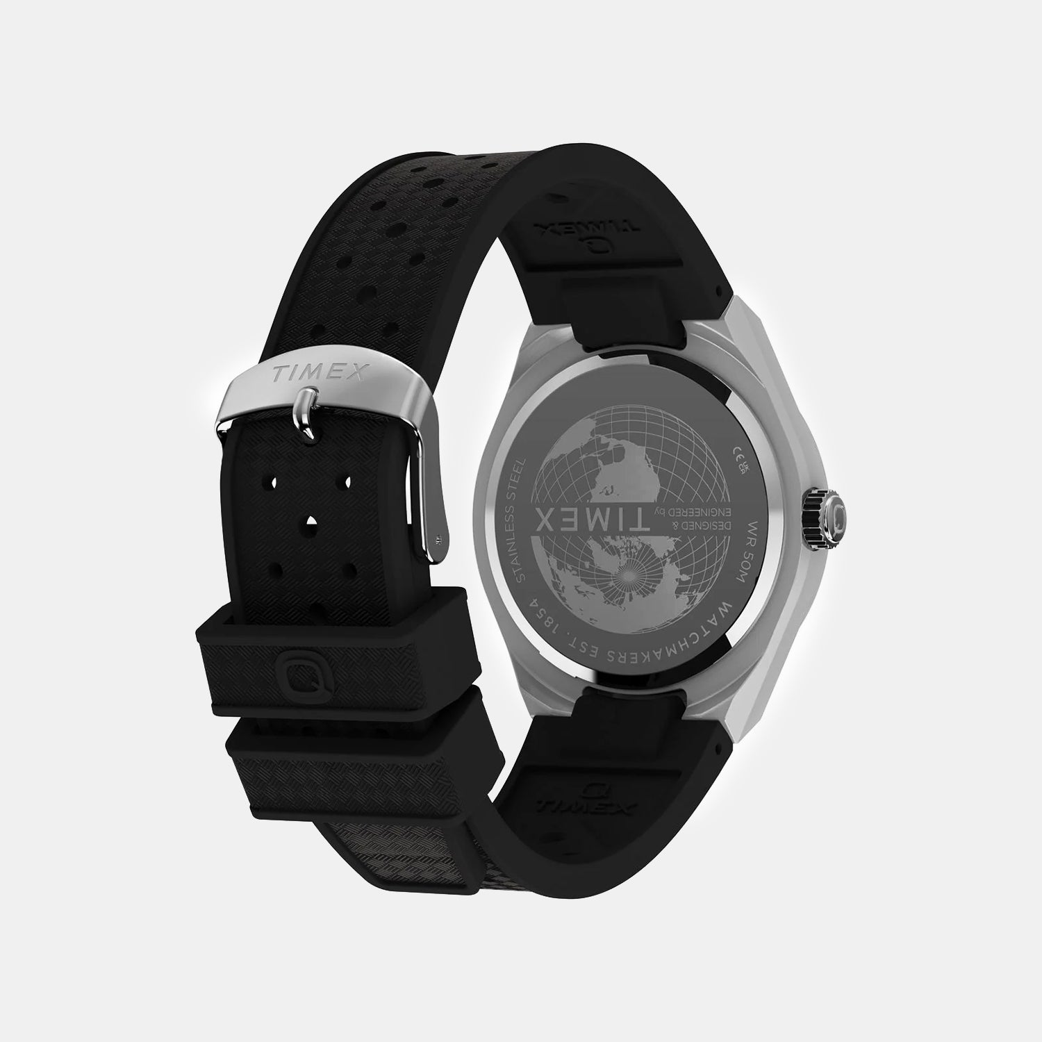 Q Timex Men Quartz Black Dial Analog Rubber Watch TW2Y24900UJ