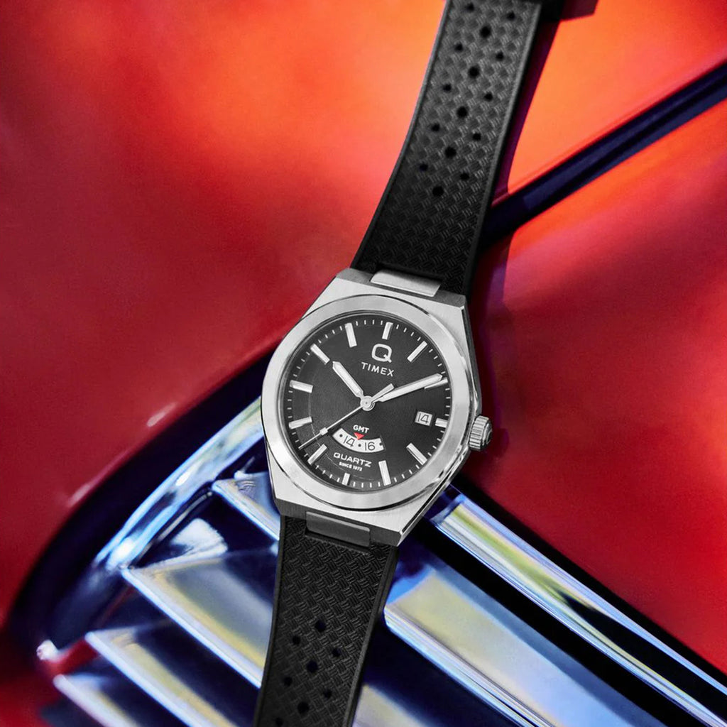 Q Timex Men Quartz Black Dial Analog Rubber Watch TW2Y24900UJ