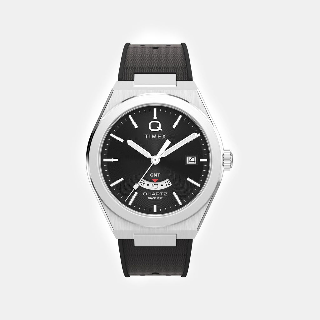 Q Timex Men Quartz Black Dial Analog Rubber Watch TW2Y24900UJ