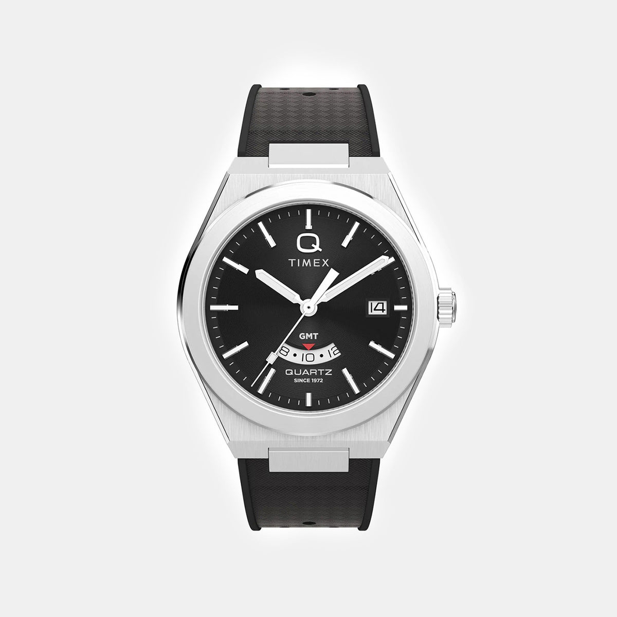Q Timex Men Quartz Black Dial Analog Rubber Watch TW2Y24900UJ