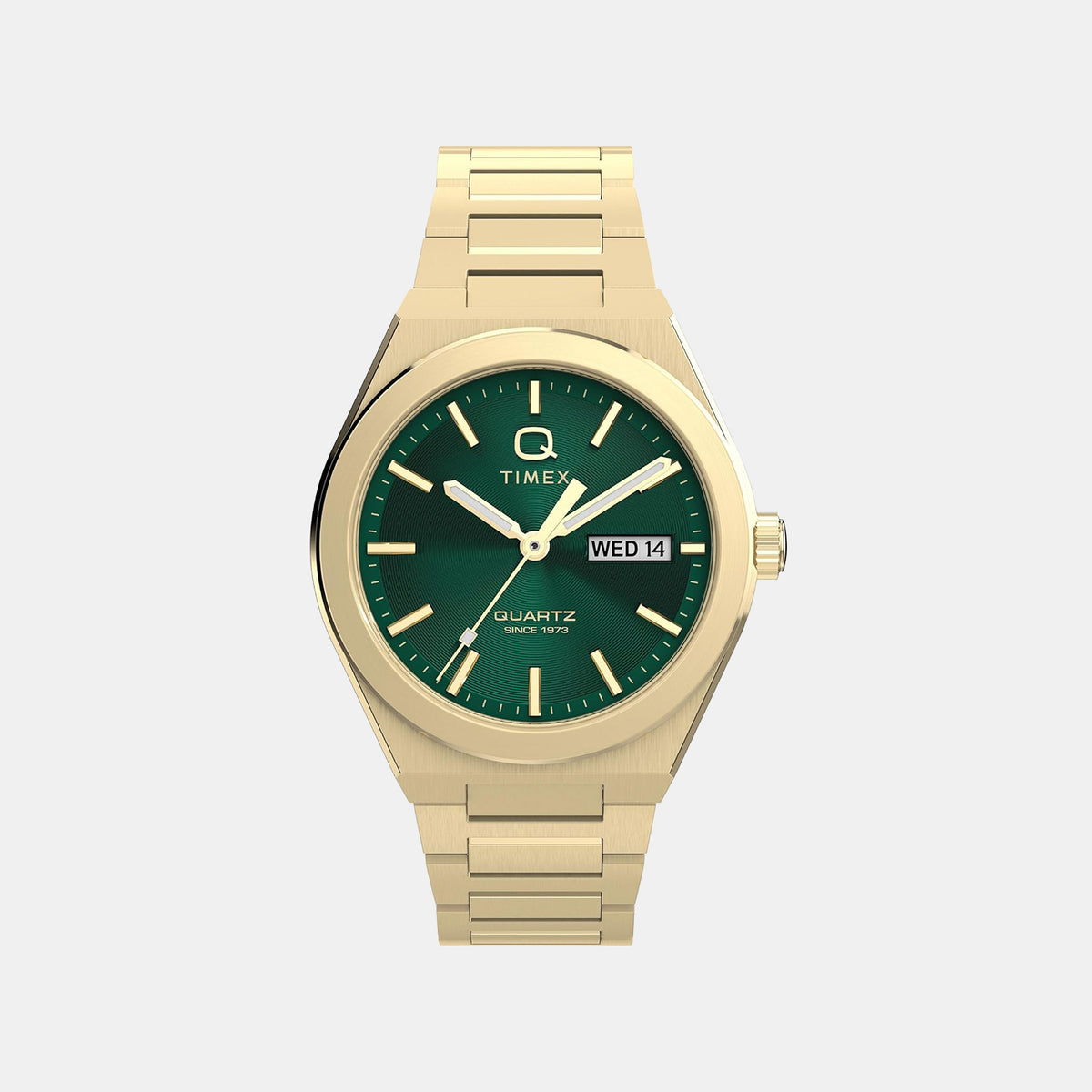 Q Timex Men Quartz Green Dial Analog Stainless Steel Watch TW2Y35100IK