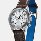 Waterbury Traditional Men Quartz Silver Dial Chronograph Leather Watch TW2Y38700X6