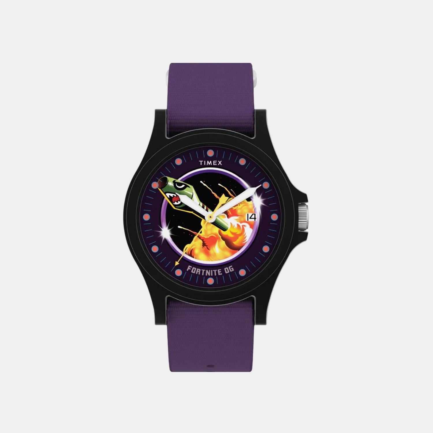 X Fortnite Acadia Men Quartz Purple Dial Analog Fabric Watch TW2Y46300X6