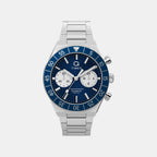 Q Timex Men Quartz Blue Dial Multi-Function Stainless Steel Watch TW2Y55900IK