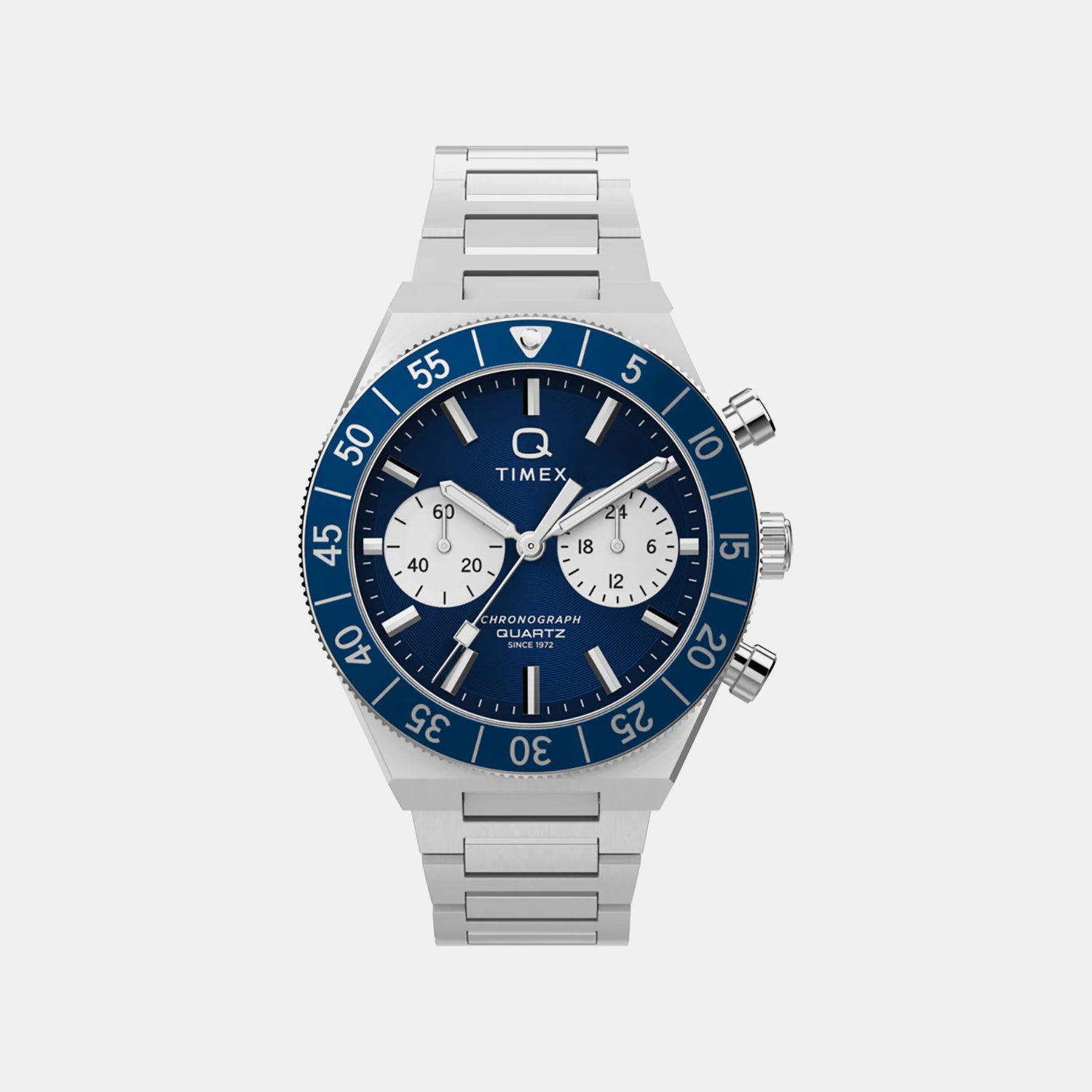 Q Timex Men Quartz Blue Dial Multi-Function Stainless Steel Watch TW2Y55900IK
