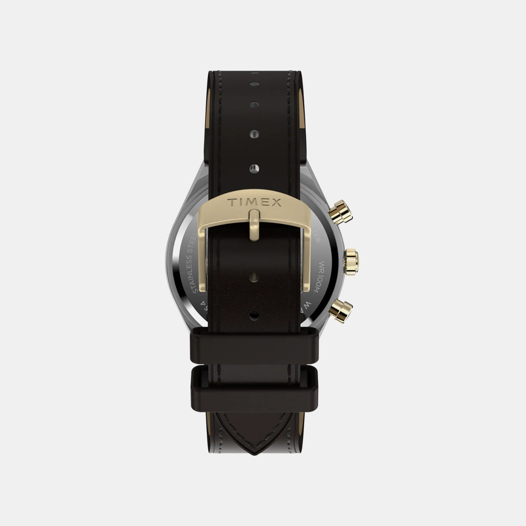 Q Timex Men Quartz Black Dial Chronograph Leather Watch TW2Y56000IK