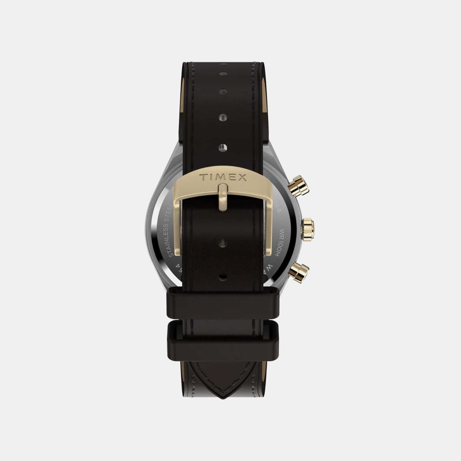 Q Timex Men Quartz Black Dial Chronograph Leather Watch TW2Y56000IK