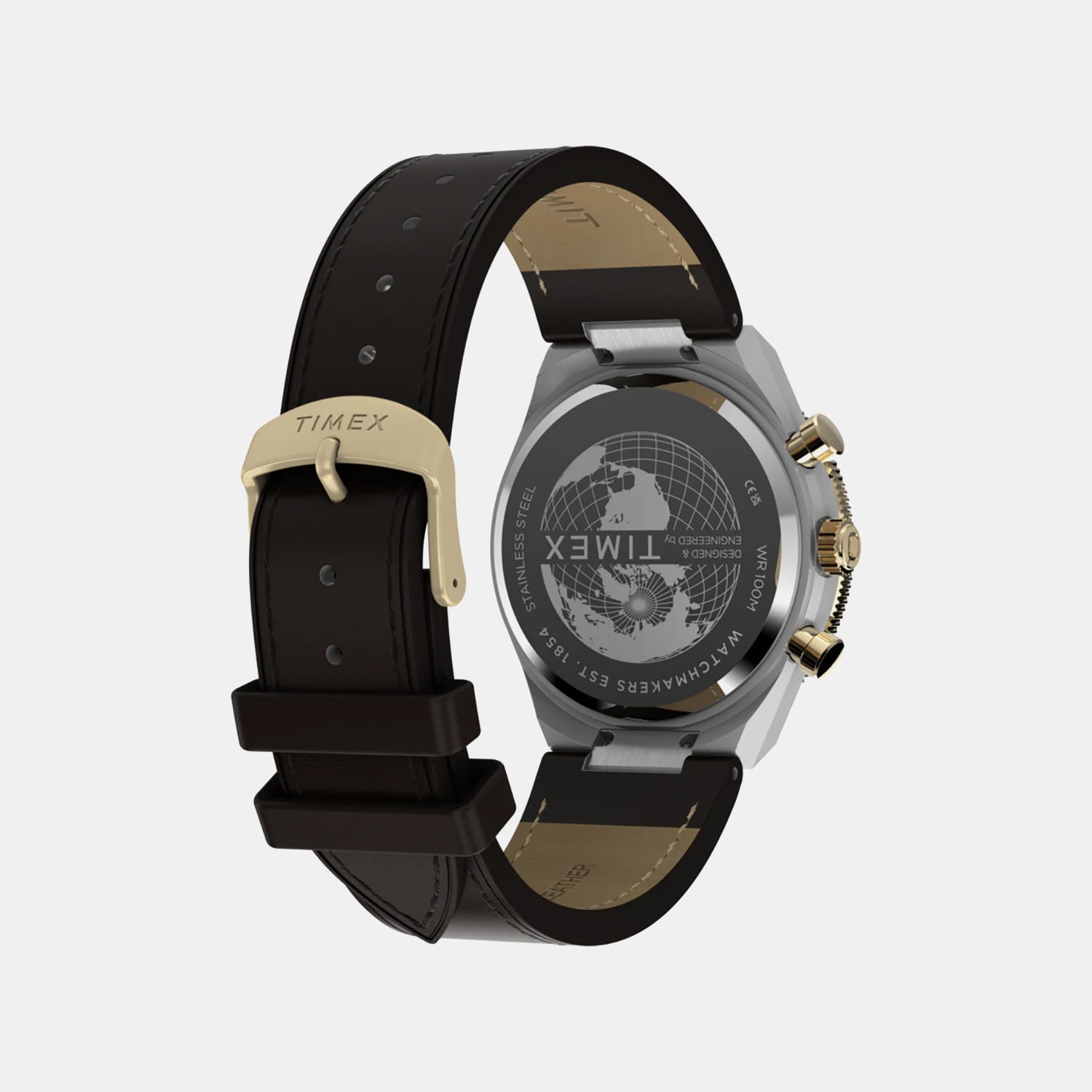 Q Timex Men Quartz Black Dial Chronograph Leather Watch TW2Y56000IK