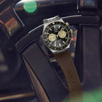 Q Timex Men Quartz Black Dial Chronograph Leather Watch TW2Y56000IK