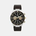 Q Timex Men Quartz Black Dial Chronograph Leather Watch TW2Y56000IK