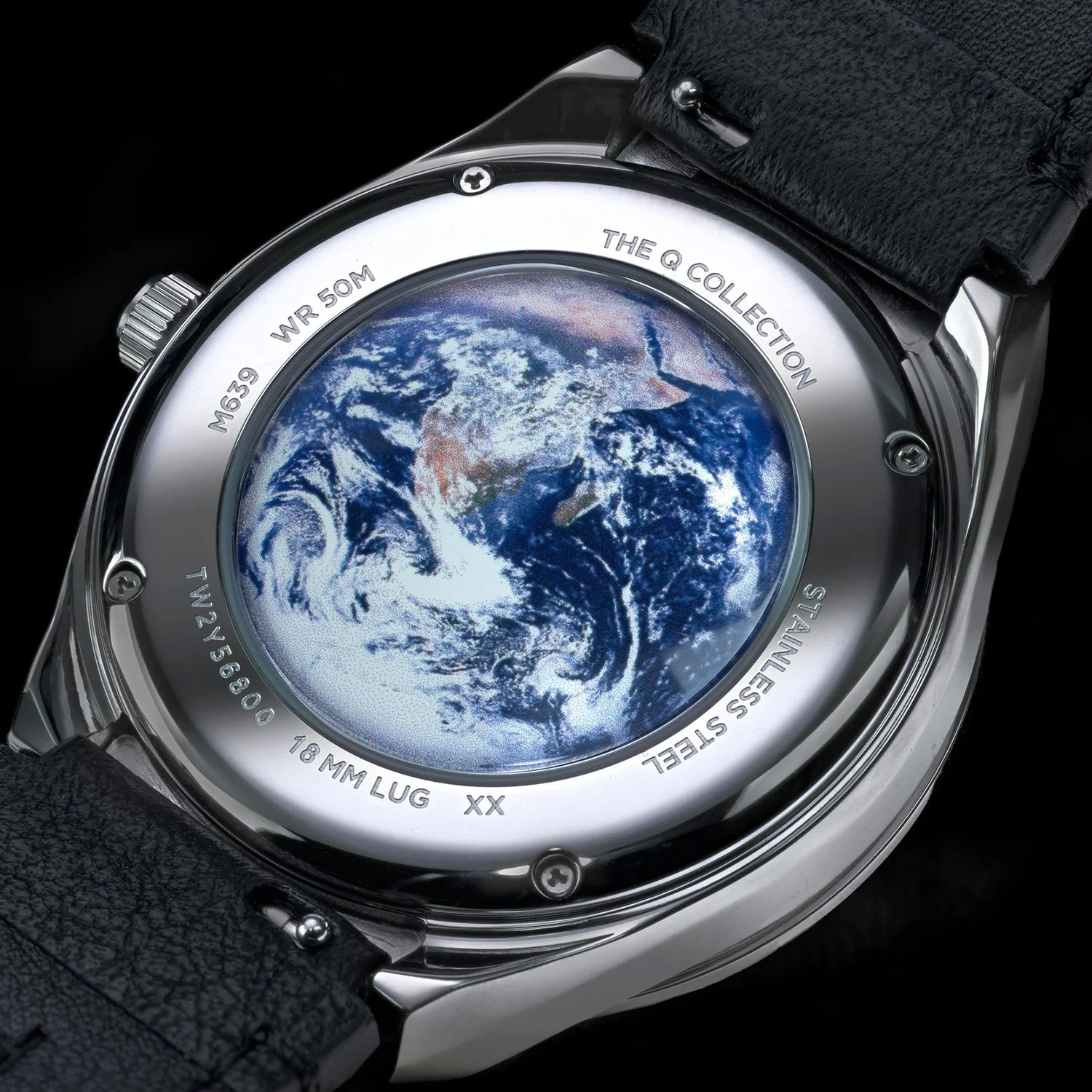 Q Timex Nasa Men Quartz Black Dial Multi-Function Leather Watch TW2Y56800UJ