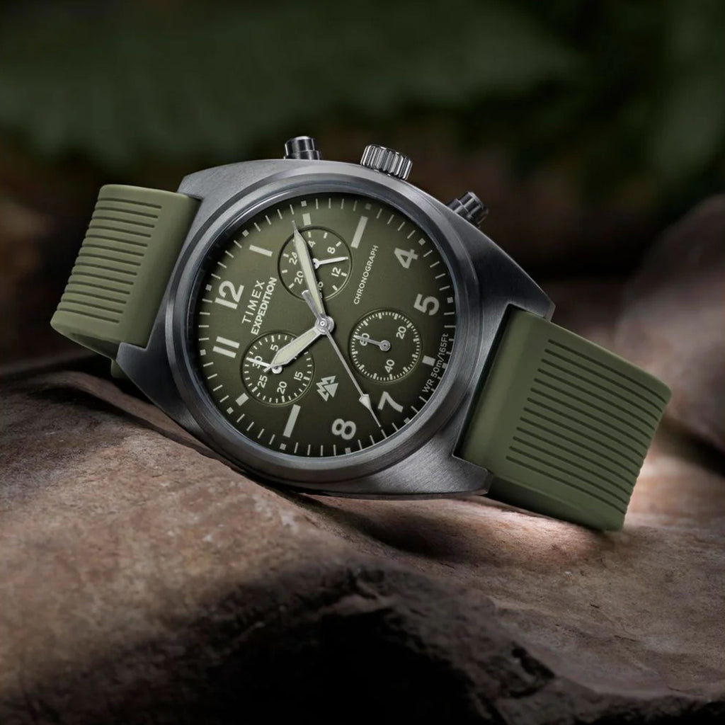Expedition Men Quartz Green Dial Chronograph Silicone Watch TW2Y61100UJ