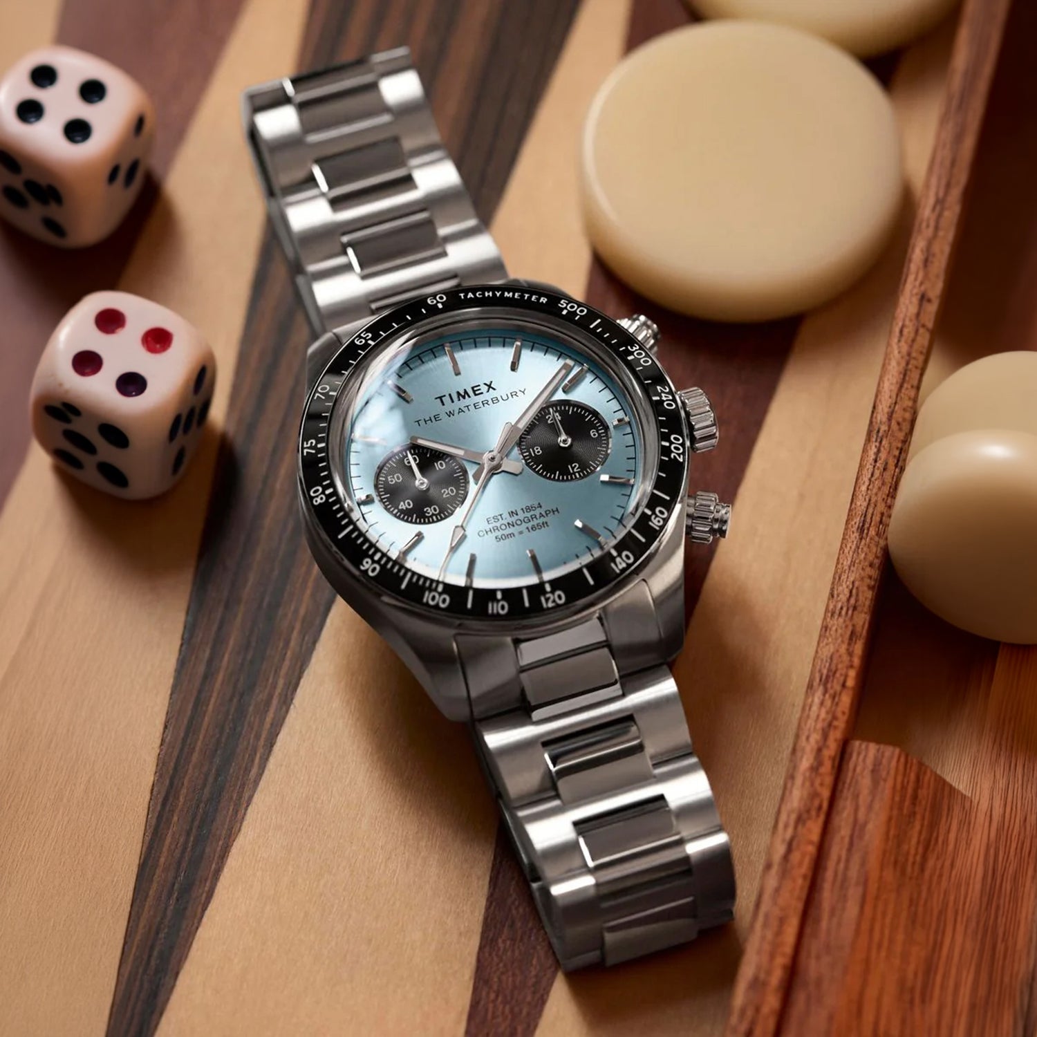 Waterbury Men Quartz Blue Dial Chronograph Stainless Steel Watch TW2Y70500UJ