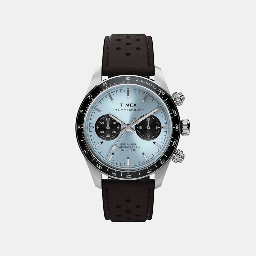 Waterbury Men Quartz Blue Dial Chronograph Leather Watch TW2Y70600IK