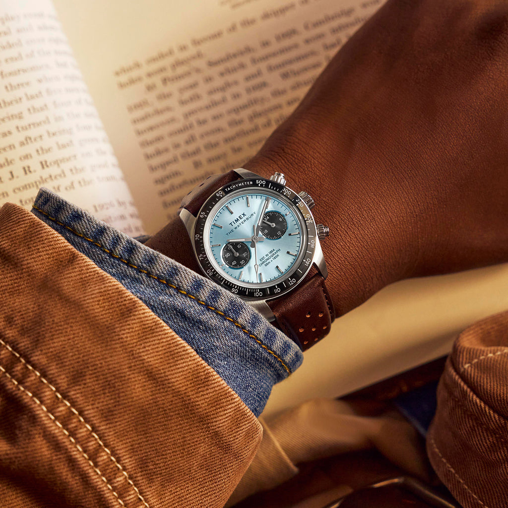 Waterbury Men Quartz Blue Dial Chronograph Leather Watch TW2Y70600IK