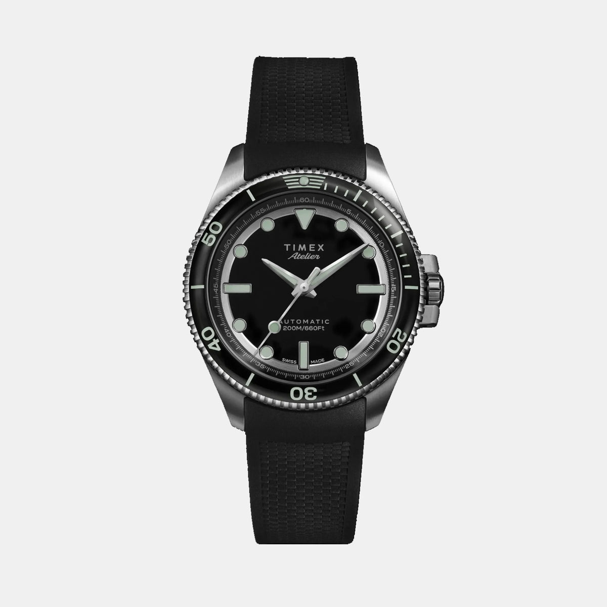 Atelier Men Automatic Black Dial Analog Rubber Watch TW2Y726004A