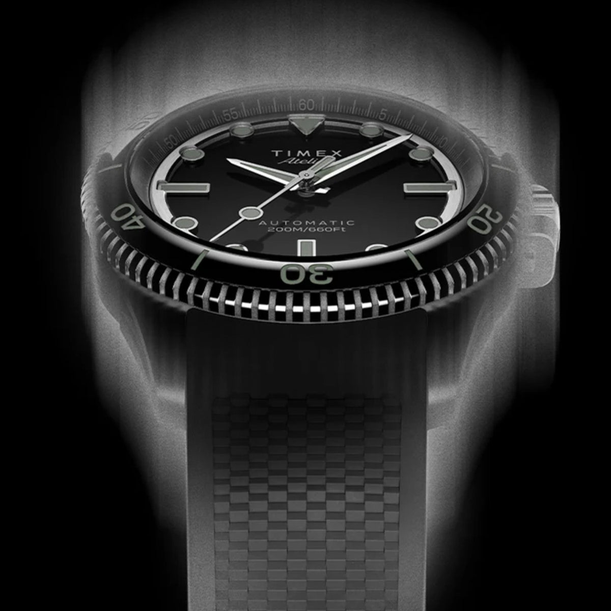 Atelier Men Automatic Black Dial Analog Rubber Watch TW2Y726004A