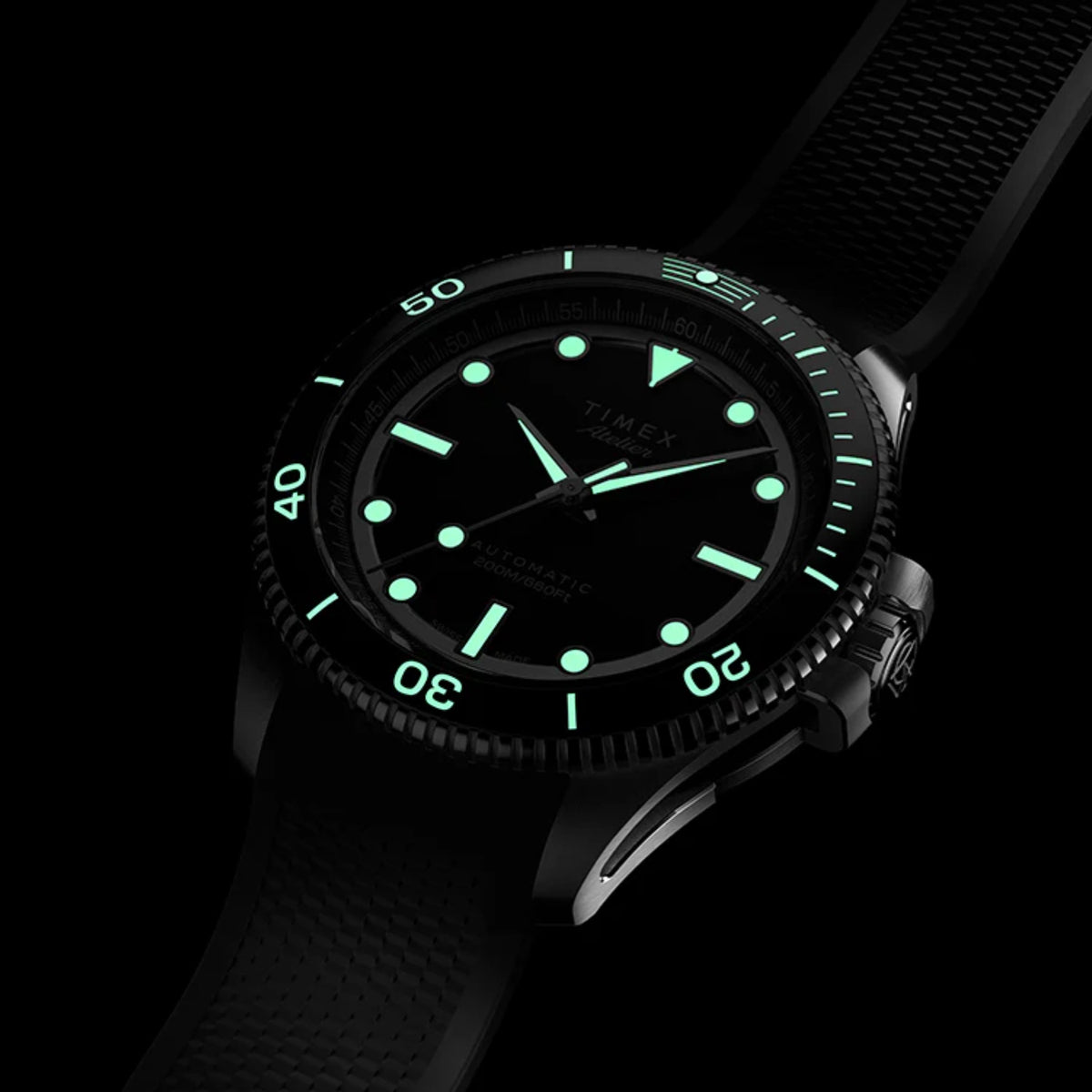 Atelier Men Automatic Black Dial Analog Rubber Watch TW2Y726004A