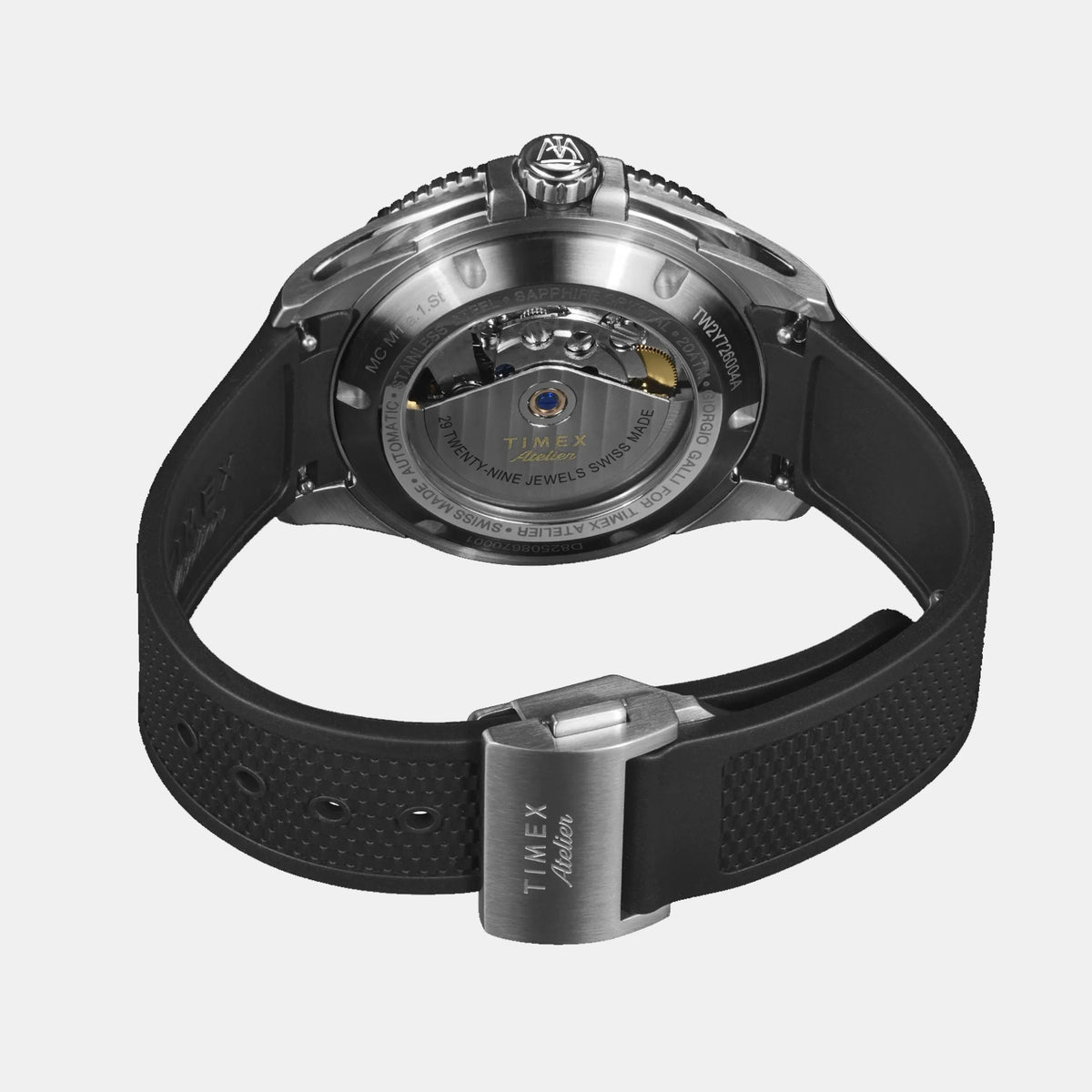 Atelier Men Automatic Black Dial Analog Rubber Watch TW2Y726004A