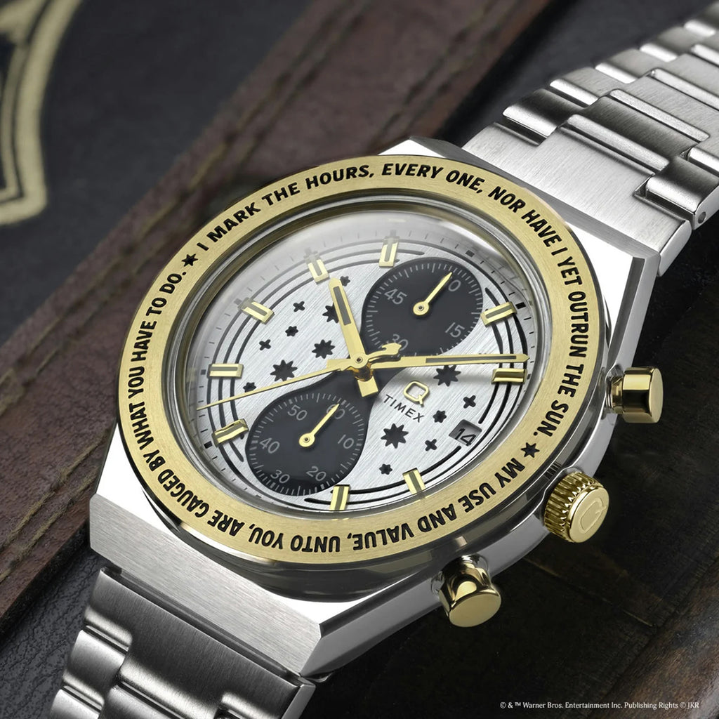 Harry Potter x Q Timex Time Turner Men Quartz Silver Dial Chronograph Stainless Steel Watch TW2Y75900X6