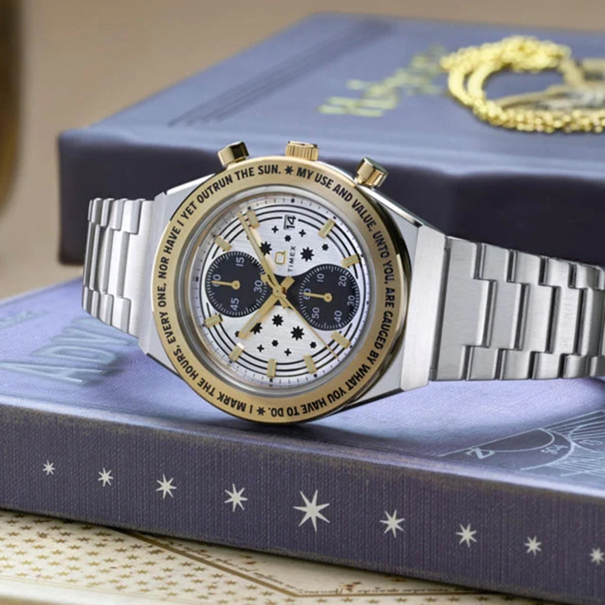 Harry Potter x Q Timex Time Turner Men Quartz Silver Dial Chronograph Stainless Steel Watch TW2Y75900X6