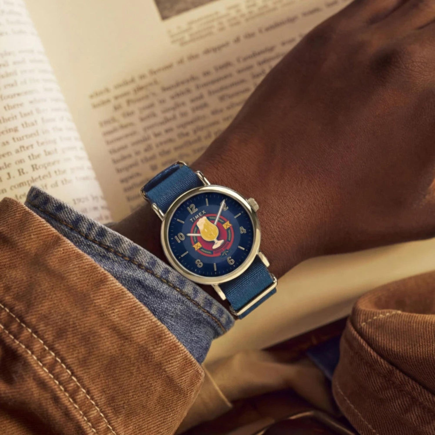 Harry Potter x Timex Weekender Icons Men Quartz Blue Dial Analog Fabric Watch TW2Y76100X6