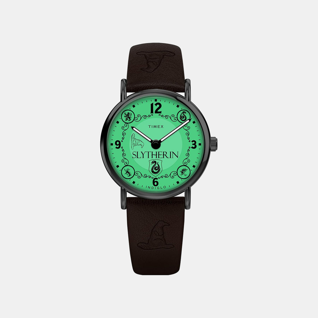 Harry Potter x Timex Weekender Slytherin House Sorting Hat Indiglo Edition Leather Watch TW2Y76400X6