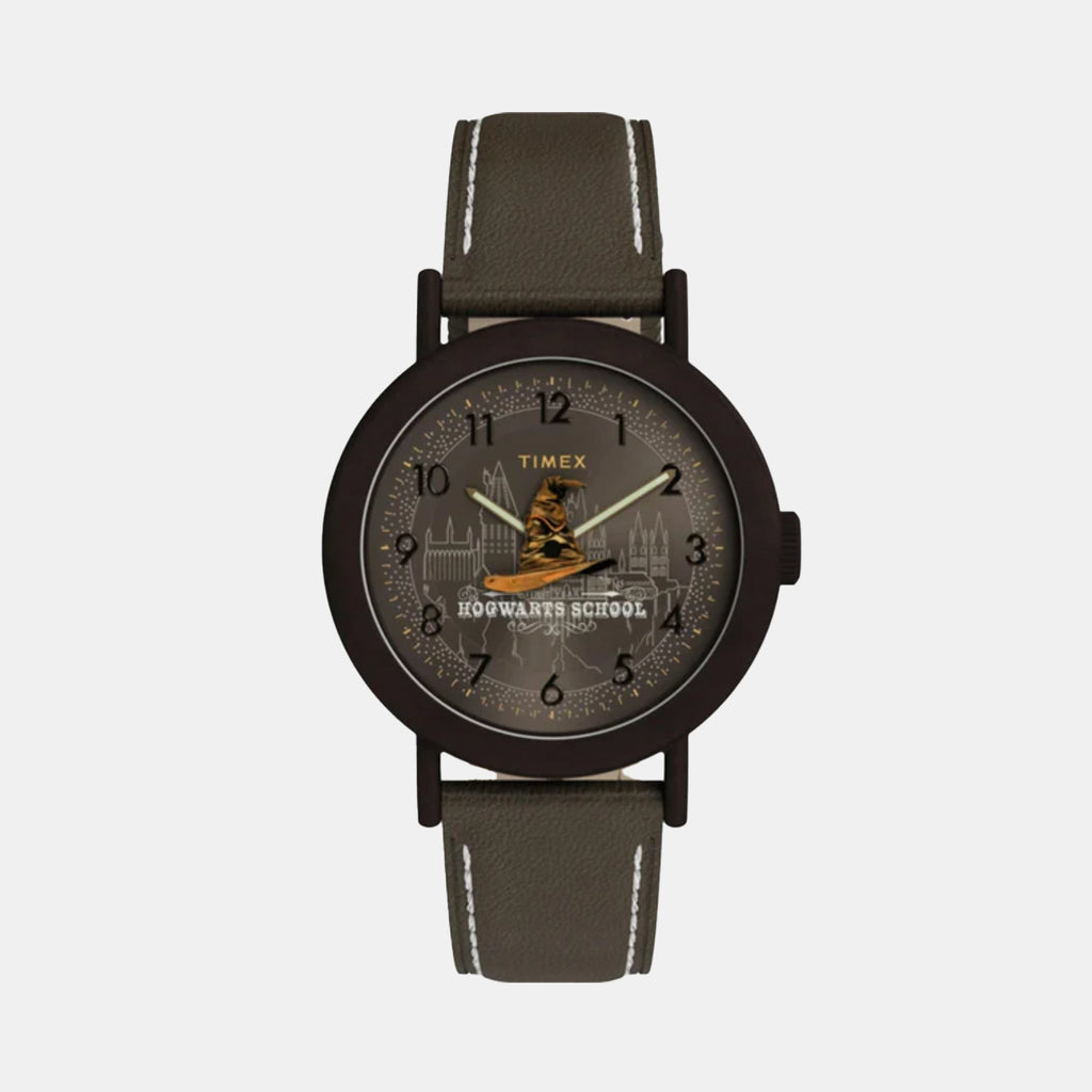 Harry Potter x Timex Hogwarts Men Quartz Brown Dial Analog Leather Watch TW2Y77000X6