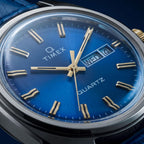 Q Timex Men Quartz Blue Dial Analog Leather Watch TW2Y87100UJ